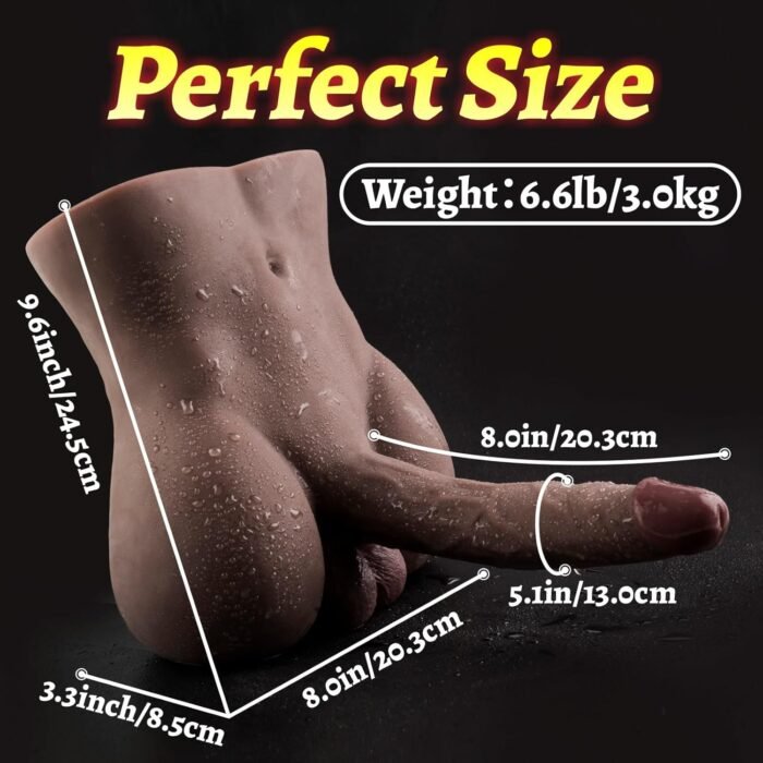 Male Sex Doll with Flexible Dildo Realistic Huge Cock, Black Men Sex Dolls for Women, Male Sex Doll Torso Tight Anal Hole 8in Cock for Female Masturbation, Unisex Masturbator Toy for Gay Couple 7lb - Image 10