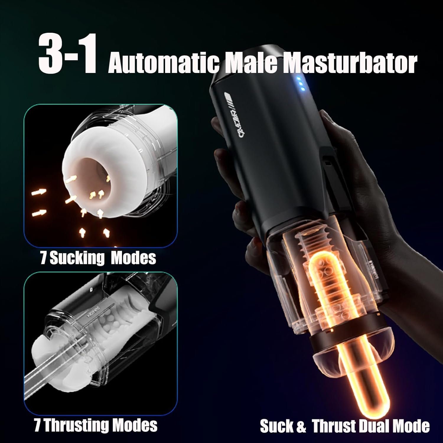 Sex Toy Men Male Masturbator Male Sex Toys Sex Toys for Men Male Stroker Penis Pump Automatic Male Masturbator Blowjob Machine 3D Sleeve Pocket Pussies Hands Free Masturbators Adult Toys for Men - Image 2