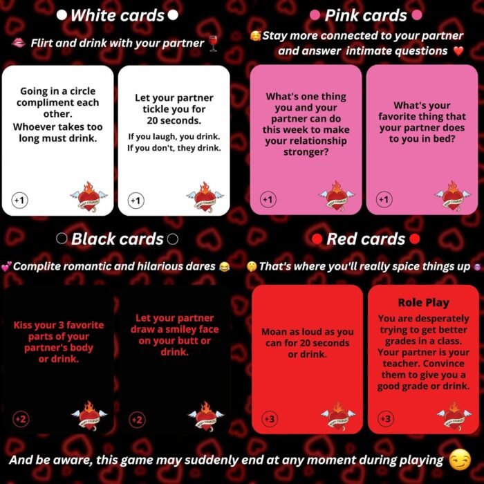 RISKY COUPLES - Super Fun Couples Game for Date Night: 150 Dares & Questions for Your Partner. Romantic Anniversary & Valentines Gifts. Card Game for Couple - Image 3