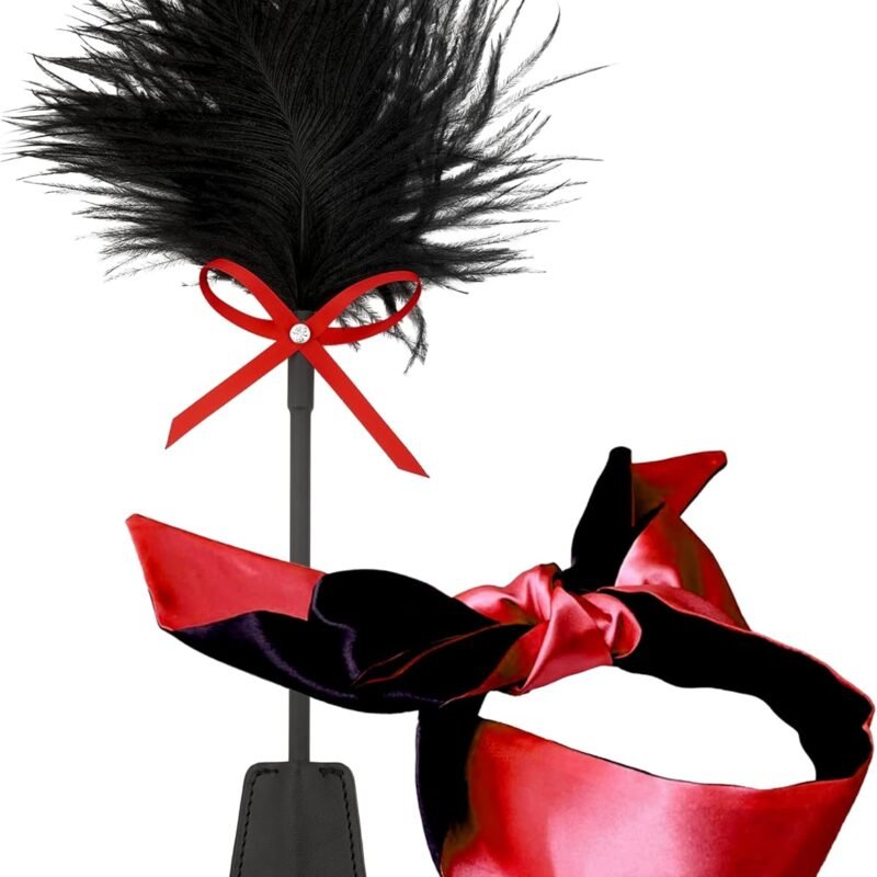 Sex Feather Tickler Sex Toy Blindfold Mask for Sex Adult Spanking Tickler BDSM Blindfold Bondage Eye Mask Satin Mask