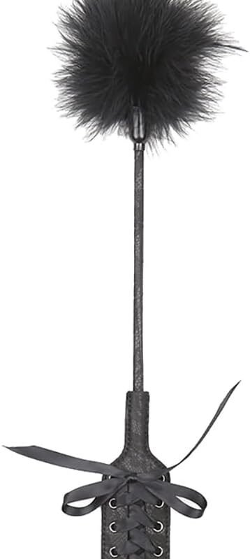 Feather Tickler and Riding Crop Slapper Feather Sex Teaser PU Leather Flogger Paddle Spanking Tickler Adult Whips Sex Toys A