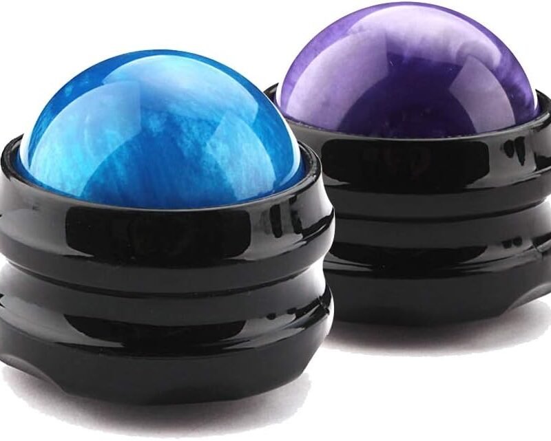 Massage Roller Ball,2-Pack Handheld Massage Therapy and Relax Tool for Sore Muscles,Joint Pain Relief Relaxing,Full Body Deep Tissue Massage(Blue&Purple)