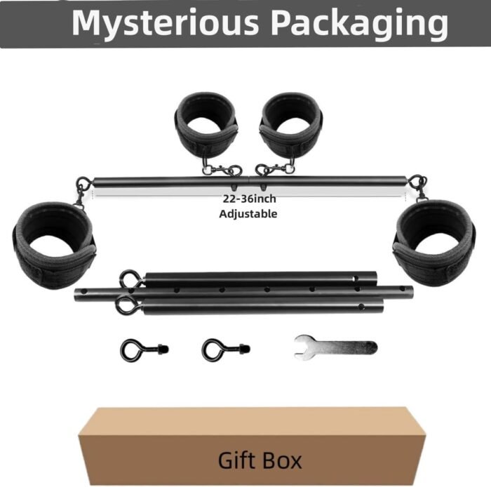 Spreader Bar Sex Toys Sex Furniture Restraints with Handcuffs Ankle Cuffs BDSM Bondage Set for Couples Adults SM Games Sex Play Adjustable and Detachable 22-36 Inch (Black) - Image 4