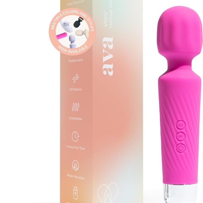 Ava Vibrator Wand Sex Toys [ Clit Stimulator ] Vibrators for Woman Adult Toy | Gifts for Women | 20 Patterns & 8 Speeds of Pleasure | Quiet & Small -Standard - Hot Pink
