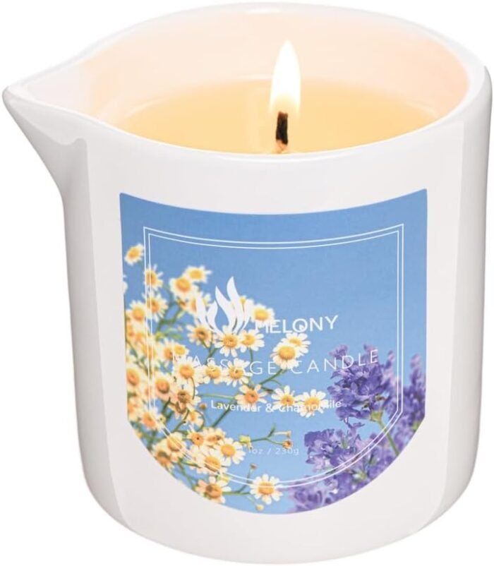 MELONY Massage Oil Candle, Moisturizing Massage Oil & Lotion Candle, 8.1oz, Luxurious Gift for Men or Women (Lavender Chamomile)