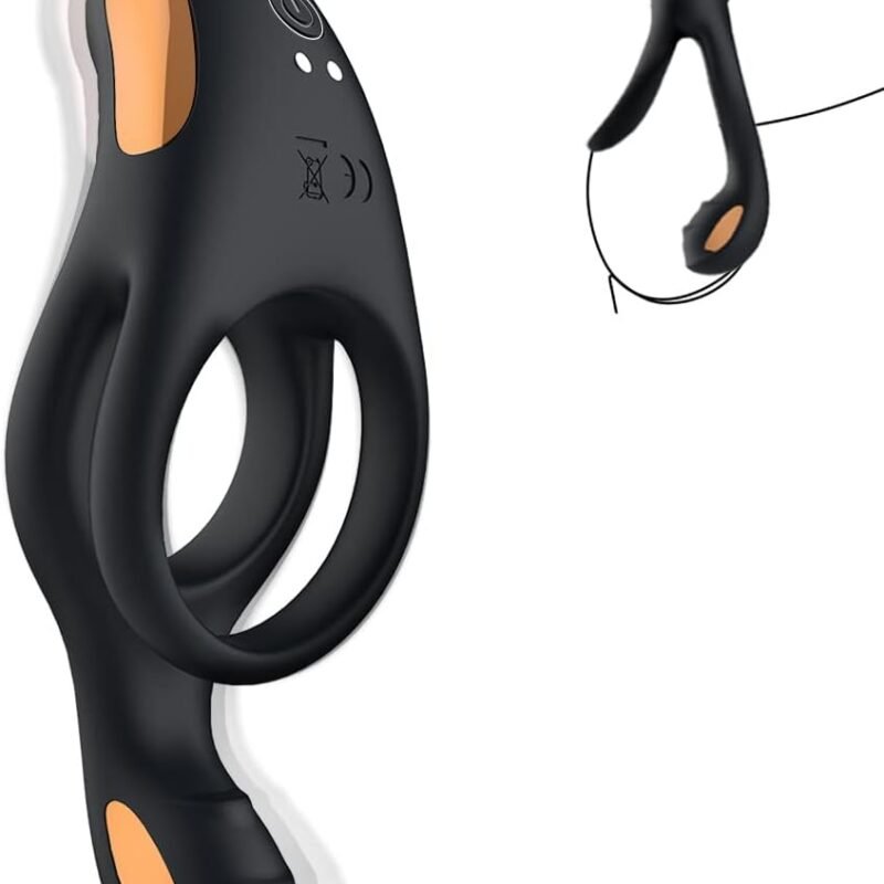 Vibrating Cock Ring with Clitoral Vibrator,10 Vibration Modes Penis Ring for Men, Medical Silicone Waterproof Sex Toys for Adult Couples Black