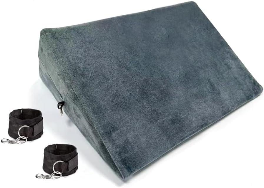 Sex Toys Pillow Triangle-Shaped Sex Pillow with Handcuffs Multifunctional Foam Support Sex Furniture Cushion Adult Toys for Sex Game Couples Sex Toys (24inch)