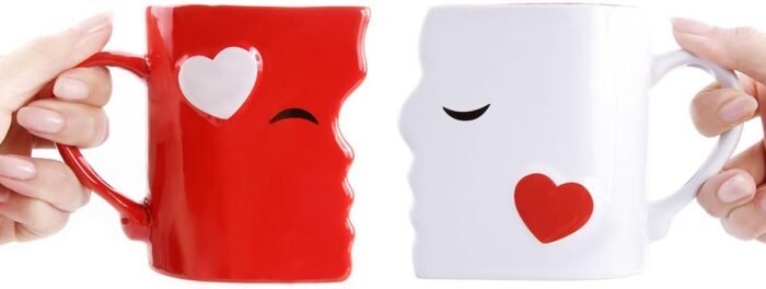 Kissing Mugs Set, Anniversary & Wedding Gifts, Exquisitely Crafted Two Large Cups & Spoons for Couples, For Him and Her on Valentines, Birthday, Engagement by Blu Devil - Image 2