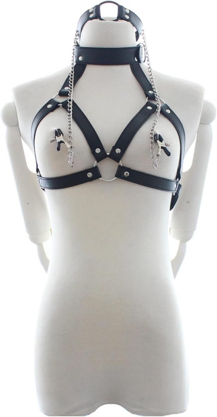 2 Piece Role Play Party Game Accessory Set - Black Leather Neck Collar - for Men's and Women's Small Games j1 - Image 5