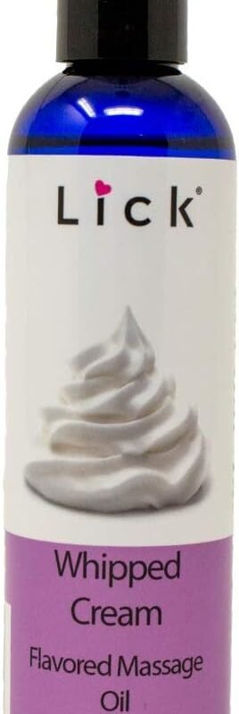 Whipped Cream Flavored Massage Oil for Couples – Edible Massaging Lotion with Vitamin E and Sweet Almond and Coconut Oil is Non Sticky and Gentle on Skin – Natural, Relaxing and Vegan (4 oz)