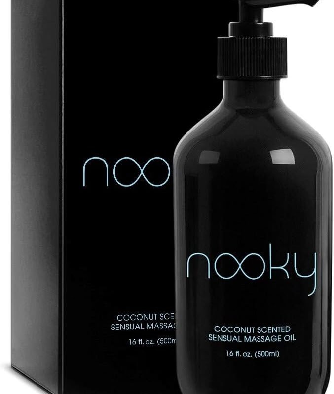 Nooky Massage Oil with Fractionated Coconut Oil for Massaging 16 Ounce (Coconut)