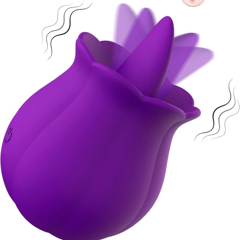 Clitoral Rose Sex Toys Vibrator Stimulator for Women, Licking Tongue Vibrating Rose Adult Toys with 10 Modes Vibration, for Couples Female Anal Clitoris Nipple Ears for Her Pleasure, Purple