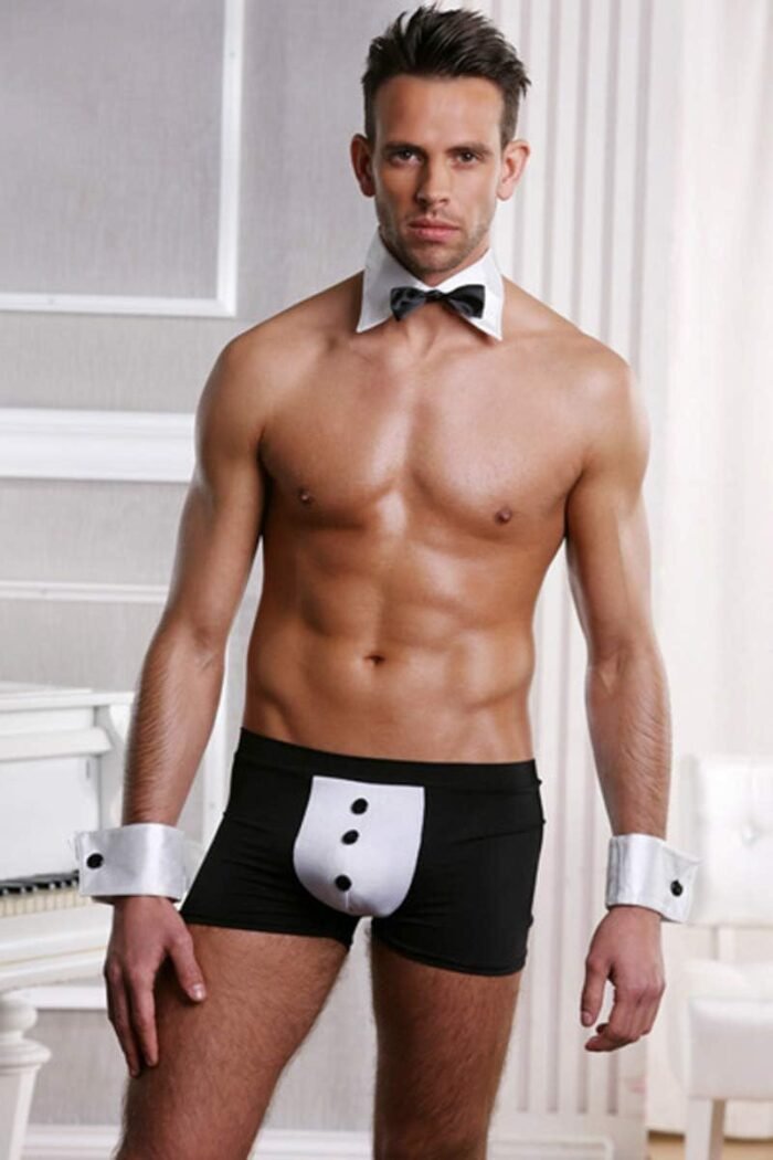 Mens Butler Lingerie Underwear Tuxedo Waiter Server Brief Costume Outfit - Image 3