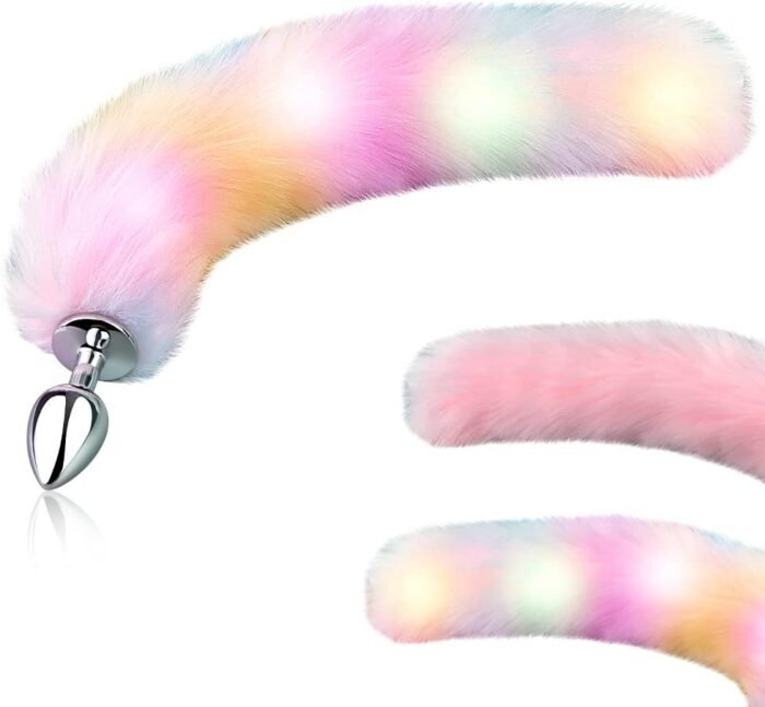 FST Sexy Fox Tail Anal Plug Sex Foreplay Glowing Adult Toys Fashion Role-Playing Alloy Anus Stopper Furry Pink Faux Fox Tail Couples Lover Flirting Libido Stimulation Toys (L) - Image 7