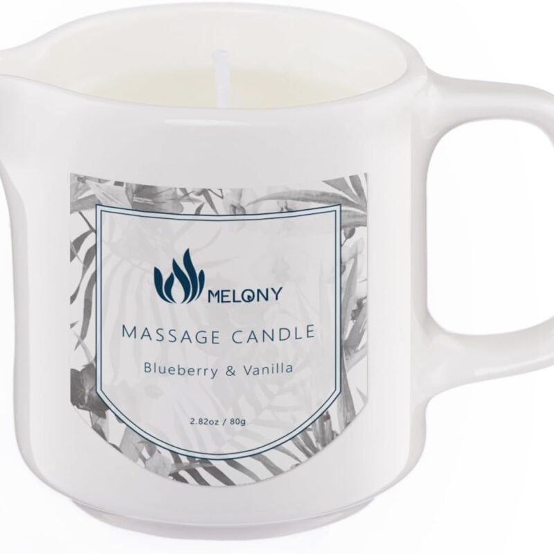MELONY Soy Massage Oil Candle | Blue & Vanilla | Low Temp | 2.82 OZ / 80G | Perfect Intensive Skin Treatment Candle | Nourishing with Almond Oil, Shea Butter & Cocoa Butter | Massage & Moisturise