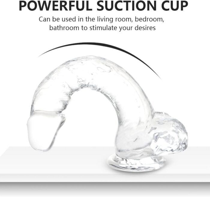 Small Realistic Clear 6 inch Cute Dildo,Adult Sex Toy with Suction Cup Dildo, Suitable for Beginner Women/Men/Gay with Thin and Slim Poke, can be Use for G-spot and Anal - Image 3