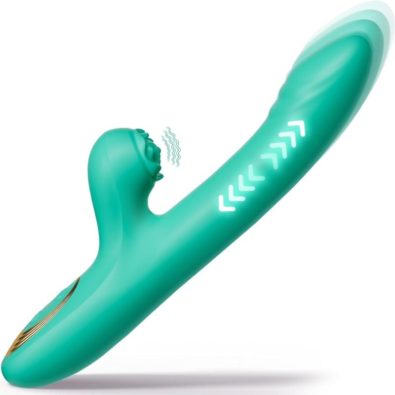 Thrusting Dildo Vibrator for Women - Vibrating Rabbit Adult Sex Toy, Realistic Dildo Thruster for Vaginal & Anal Play, G Spot & Clitoral Stimulator with 10 Vibration, Sexual Pleasure Tools for Couples