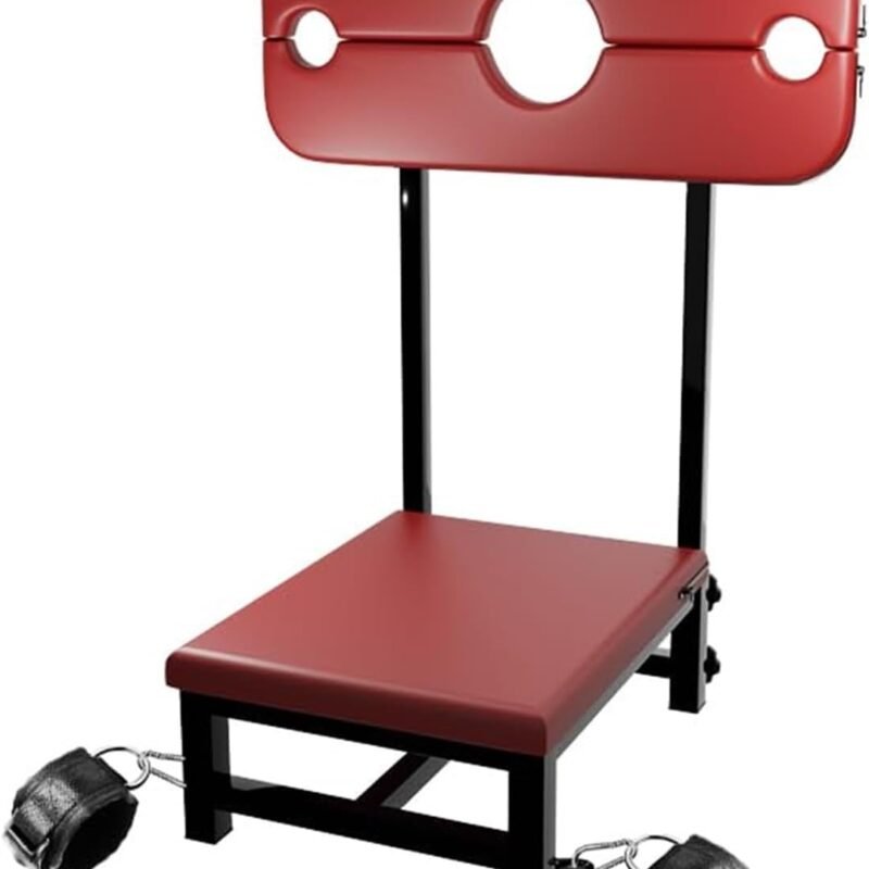 with Inflatable & Portable, Energy-Saving Black Red SM Bondage Sex Chair with Butt Plug Tail,Adjustable Versatile Sex Seat,Sex Position Enhancer Chair Position Stool Furniture,Bondage Furniture Sex T