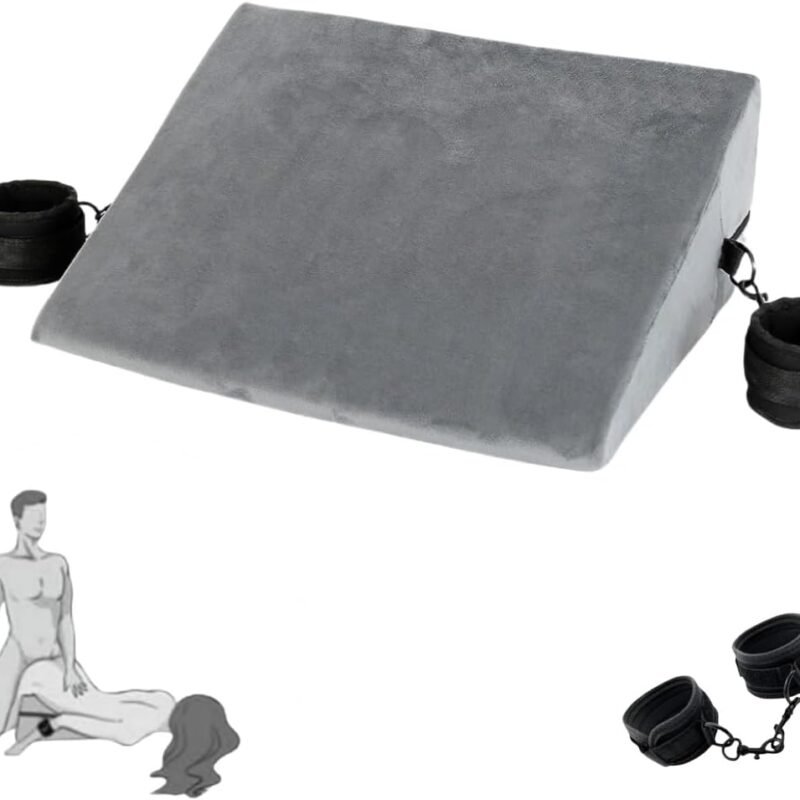 Sex Furniture Pillow with Handcuffs Sex Position Foam Cushion Multi-Function Pillows for Couples Restraints Cuffs Set Support Pillow