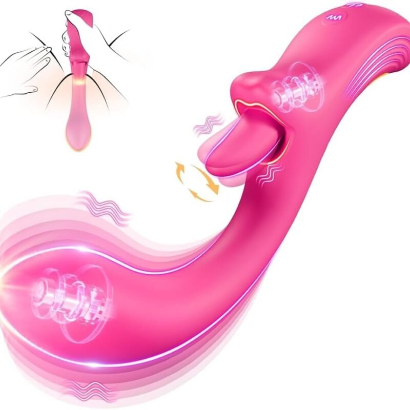 Womens Sex Toy Dildo Vibrator, G Spot Vibrator Lip Tongue Licker Rotating for female Clitoral Vagina Anal Sex, 5 Licking & Vibrating Modes, Rabbit Vibrator Nipple Massager Adult Sex Toys & Game Couple