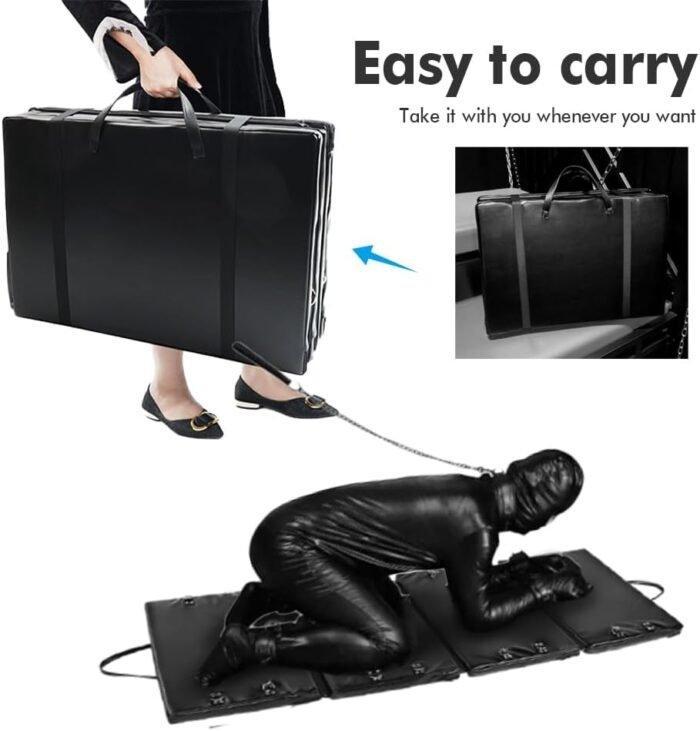 Sex Bondage BDSM Restraints Kit Furniture-PU Leather Fetish Restraints System Portable Collapsible Sex Toys Sex Bed Gear with Wrist and Ankle Handcuffs for Couples Adult - Image 4