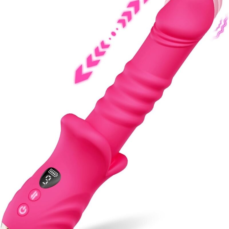 Thrusting Dildo Vibrator Sex Toys, G Spot Vibrator Women Sex Toys with 9 * 9 Thrusting & Vibrating Modes, Mouth Shaped Realistic Dildos Adult Toys with LED Display, Adult Sex Toys & Games