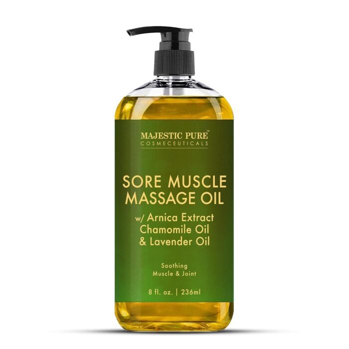 MAJESTIC PURE Arnica Sore Muscle Massage Oil for Massage Therapy - Natural Oil with Lavender and Chamomile Essential Oils - Multipurpose Instant Absorption Full Body Massage Oil - 8 fl. oz - Image 2