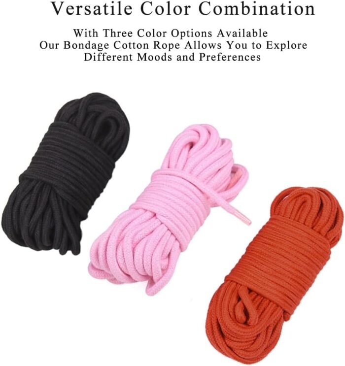 3Pcs Soft Cotton Sex Ropes Bondage Rope Restraint Kit for Adult Sex Games for Women & Men Couple BDSM Strap Use for Bed Restraints Game (3 Pcs) - Image 6