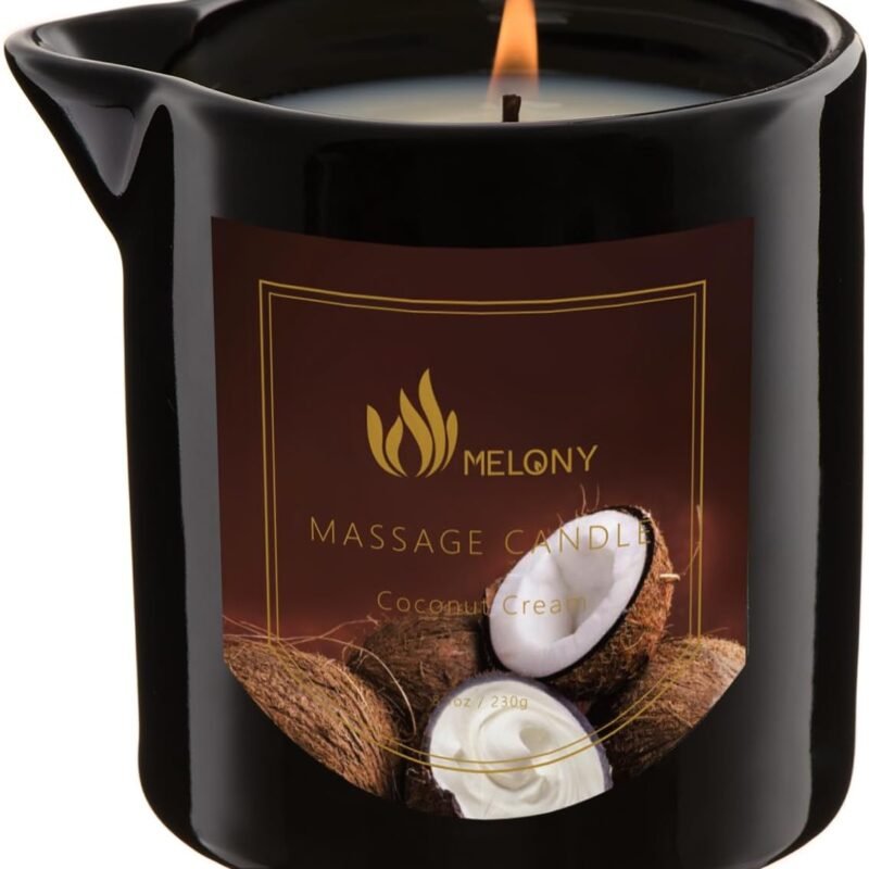 MELONY Massage Oil Candle | Great for Calming, Soothing and to Relax | with Natural Soy Wax | 8.1oz (Coconut Cream)