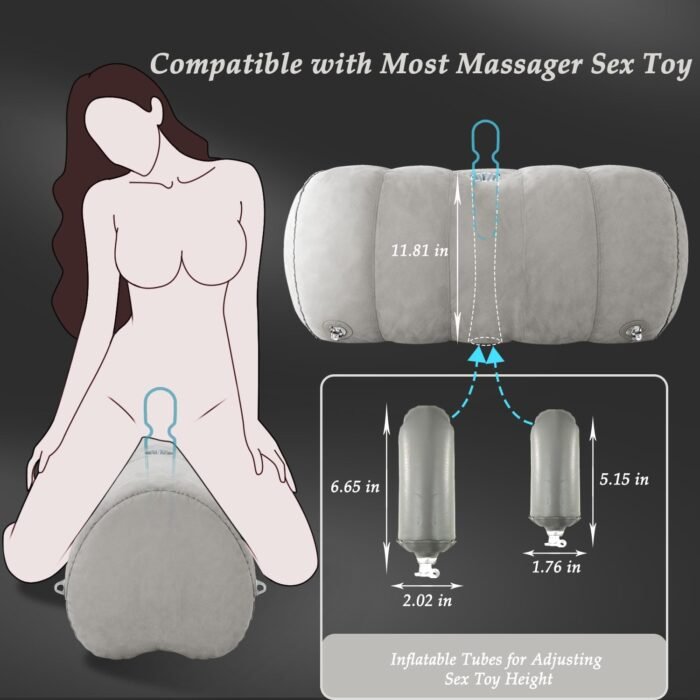 Sex Pillow Couples Sex Toys, Heart Shaped Inflatable Cushion Furniture for Bedroom Dildo Mount, Upsize Wedge with Bondage Cuffs, Cross Strap, Nipple Clamps BDSM Kit - Image 4