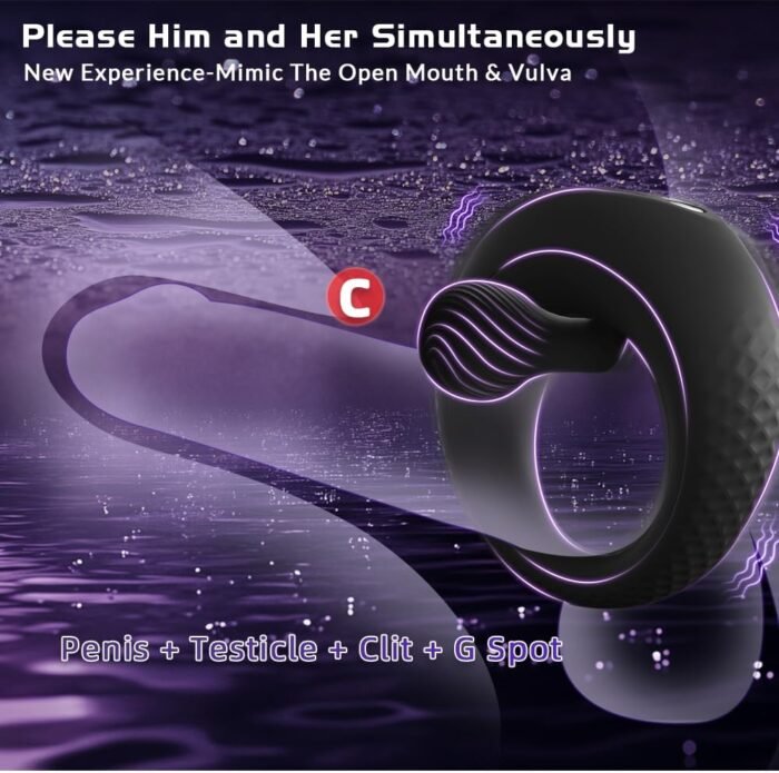 Vibrating Cock Ring with 360° Adjustable Bead Clitoral Stimulator, Pleasure Penis Ring Vibrator Couples Adult Sex Toys for Men Women, LITLLS Soft 8 Vibrations Male Couple Sex Toy Game for Men Erection - Image 2