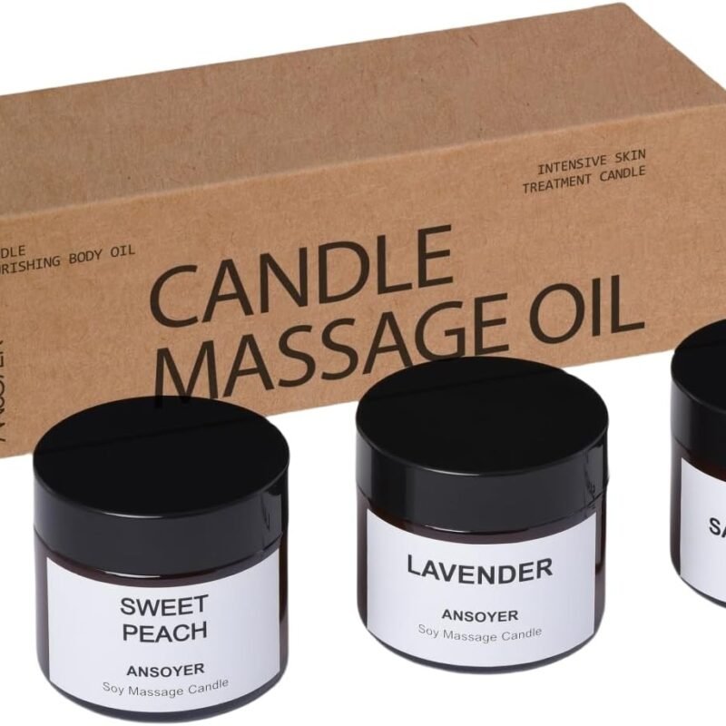 3 Pack Soy Wax + Hemp Seed Oil Scented Massage Oil Candle for Relaxation - Low Temp Body Oil Lotion Candle-Gift Candles Set-5.31OZ (3pcs | Cedar Sandalwood + Lavender + Sweet Peach)