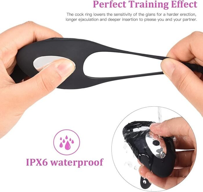 Vibrating Cock Ring with Tongue Clitoral Stimulator Raised Nodules Anal Beads for Couple Play, Utimi Penis Ring Wearable Vibrator with 7 Vibration Modes Dual Motors for Longer Harder Erection - Image 3