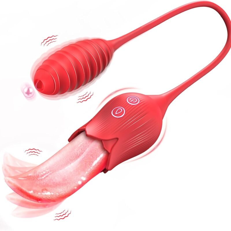 Rose Sex Toys for Woman, Rose Stimulator 2 in 1 high Simulation Clitoral Vibrator, Tongue Licking Adult Toy, Female sextoy with 10 Modes,G spot Couple Foreplay, Nipple,Clitoral,Adult Toy B0CGMVXVT2