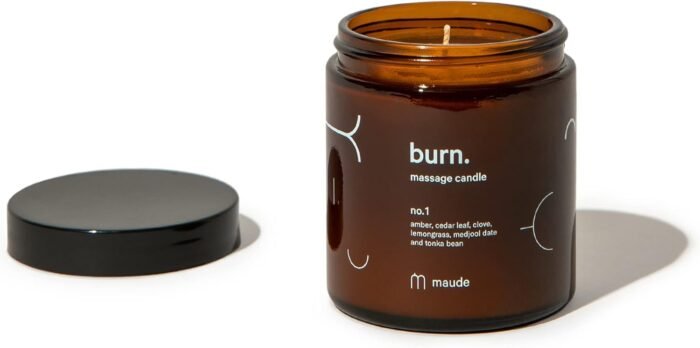 Maude Burn No. 1 - Jojoba Oil Massage Candle with Hydrating, Skin-Softening Soybean Oil - Massage Oil Candle with Notes of Amber, Lemongrass + Tonka Bean - Home + Self Care Gifts for Women & Men(4 oz) - Image 2
