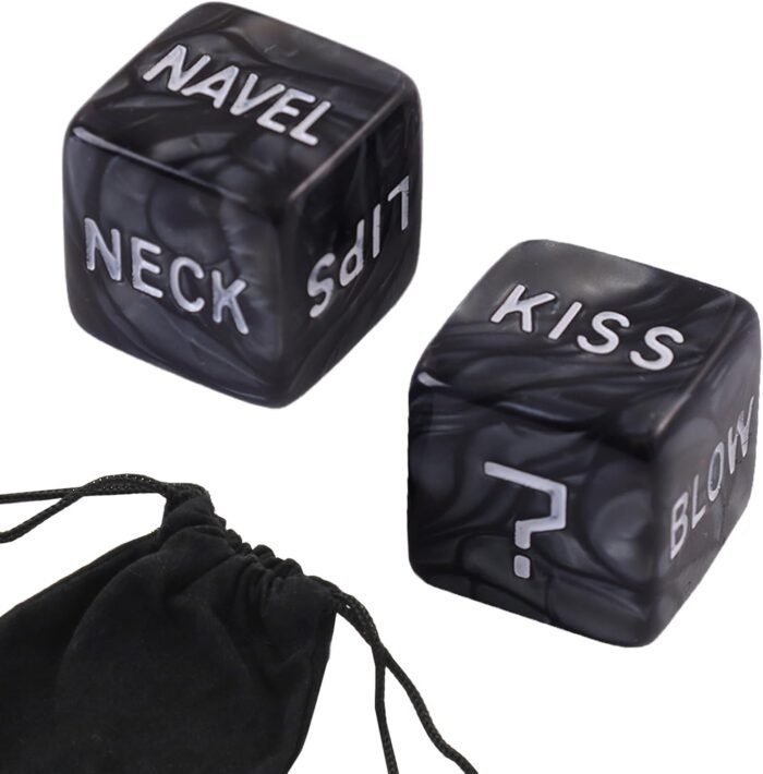 Romantic Naughty Dice Set for Adults Couple Funny Dice Couples Game for Anniversary Valentines Wedding Gift,Couple Game Choices,36 Ways to Play (Black)