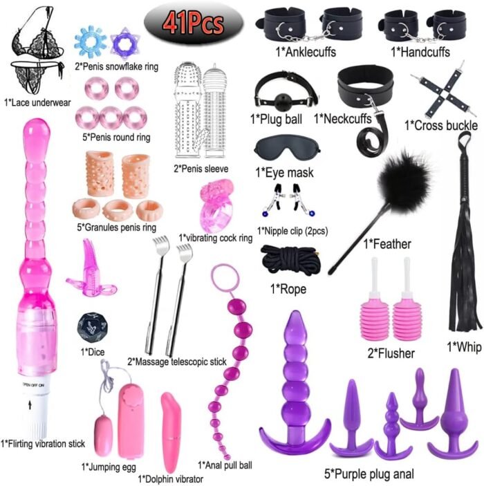 41Pcs SM Bondage Restraint Vibrator Silicone Anal Plug Sex Toys for Butt Plug Color - Image 2
