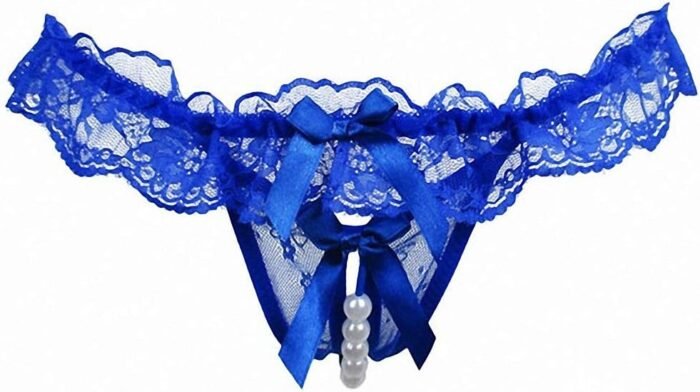 Women Pearl Lace Bowknot Beads Lace Panties Erotic Thong Lingerie Underwear - Image 4