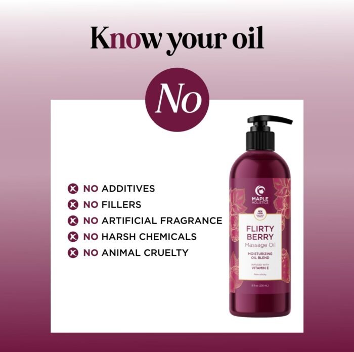 Berry Sensual Massage Oil for Couples - Fun and Fruity Full Body Massage Oil for Date Night with Smooth Gliding Coconut and Sweet Almond Oil with Tempting Berry Scent - Non GMO Gluten Free and Vegan - Image 7