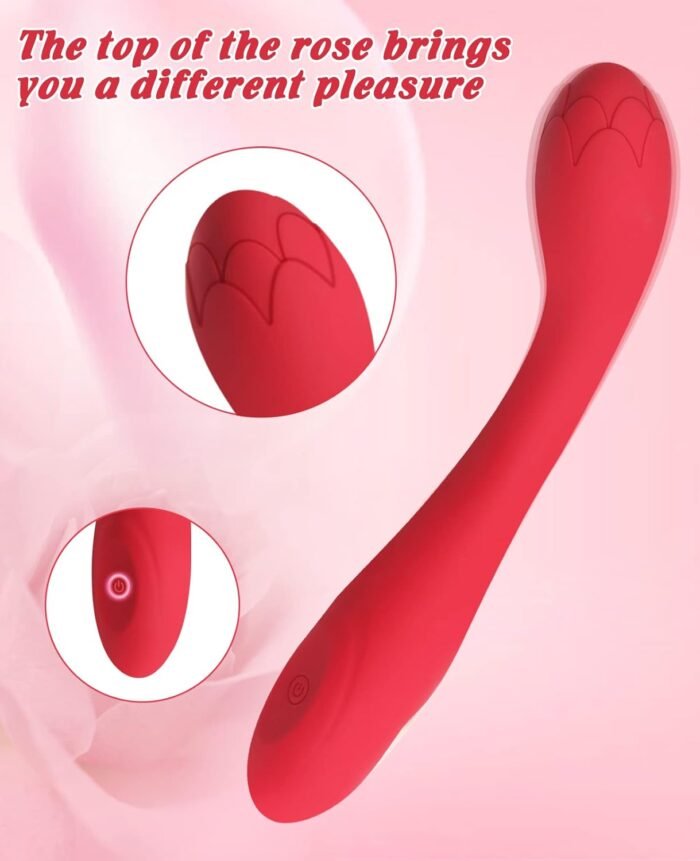 Alovegarden Clitoral G-Spot Powerful Rose Vibrator, Waterproof Dildo Clit Stimulator with 10 Vibration Modes, Softer and Flexible Sex Toy for Women, Clitoral Vibrator (Red) - Image 4