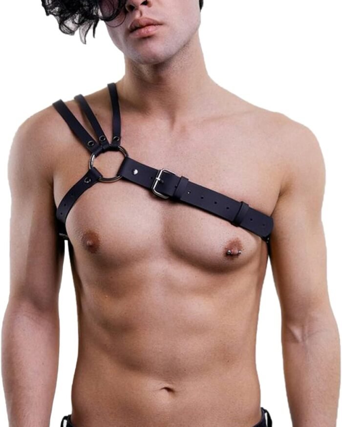Men's Body Chest Harness Belt, Faux Leather Gothic Punk Adjustable Chest Harness Strap Belt for Men Gay Masquerade Party Cosplay Costume Bar Nightclub Club Fetish Clubwear BDSM SM Bondage - Image 2