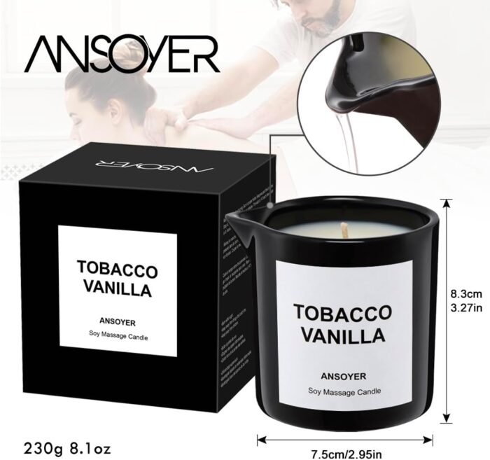 Massage Oil Candle for Men, Ultra Hydrating Body Care with Soybean Oil, Body Oil Candle, 8.1oz, Amazing Gift (Tobacco Vanilla) - Image 5