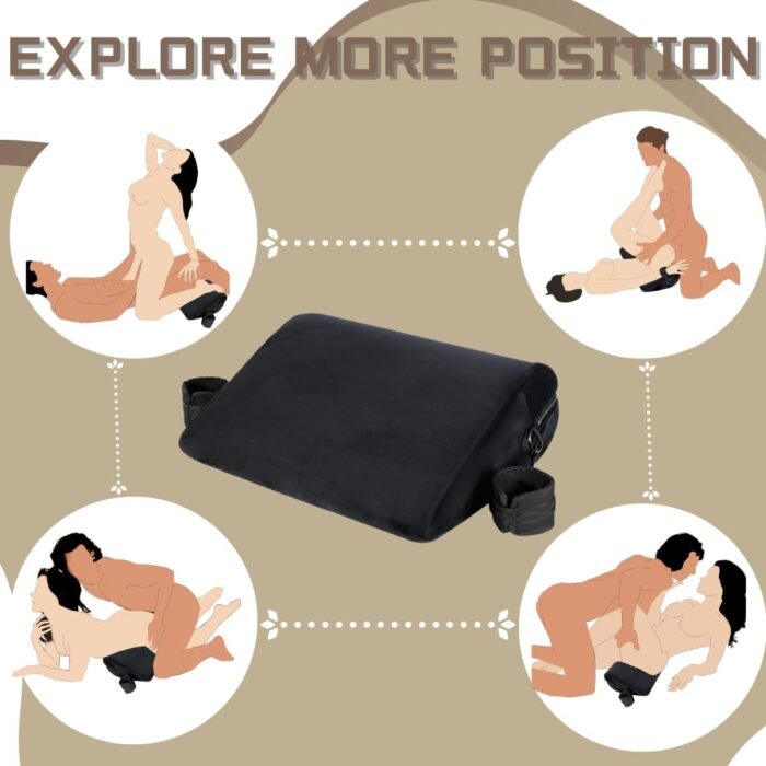 Sex Pillow Foam Sex Furniture Position Pillows with Restraints Handcuffs Set BDSM Bondage Foam Ramp Cushion with Wrist Cuffs Multifunctional Sex Toys Pillows for Couples - Image 2