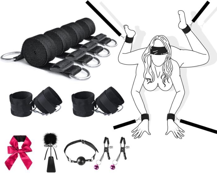 BDSM Sex Bondage BDSM kit,Sex Bed Restraints Bondage Gear & Accessories,Sex Toy Bondage,Couples Sex Toys Bondage Handcuffs,78.7 inch Adjustable Bondage Sex Belt Couple Adult Toys Male Female