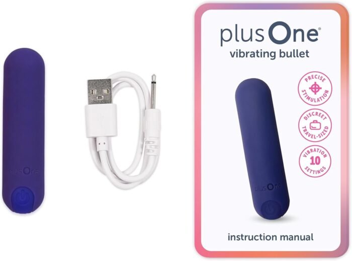 plusOne Bullet Vibrator for Women, Mini Vibrator Made of Body-Safe Silicone, Fully Waterproof, USB Rechargeable, Personal Massager with 10 Vibration Settings, Purple - Image 7