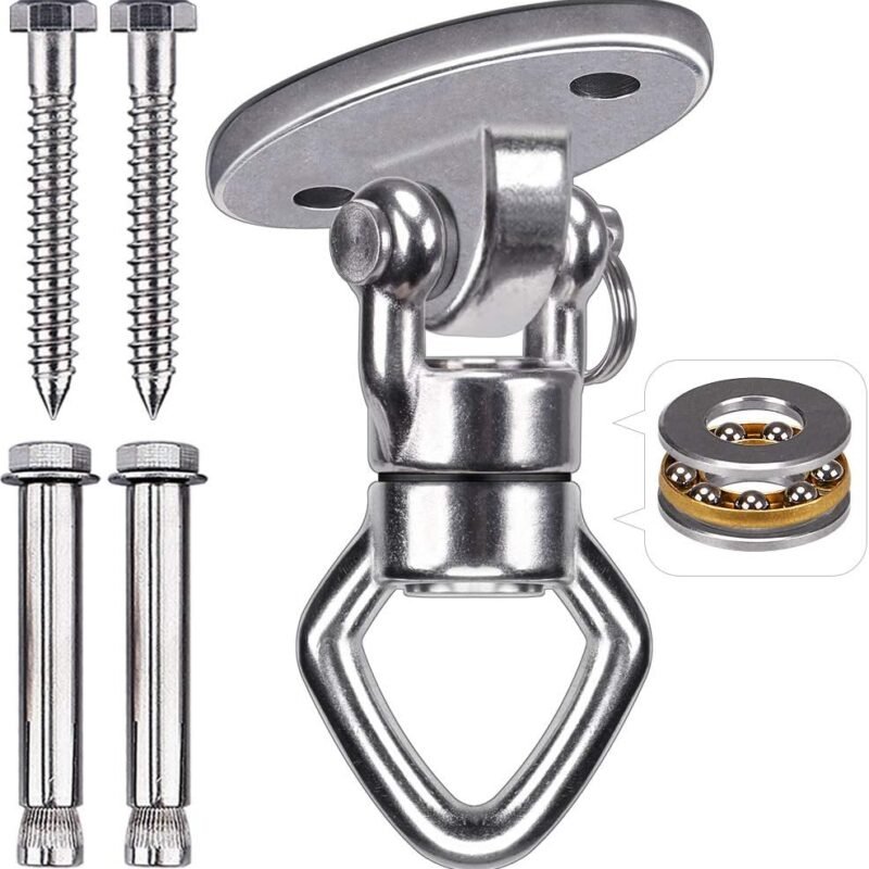 BeneLabel Swing Hanger with Bearing Swivel 800LB Capacity Stainless Steel Ceiling Mount Bracket Hanging Kit for Aerial Silks, Swings, Hammocks, Hanging Chair, Aerial Hoop, Heavy Bag, Yoga Swing
