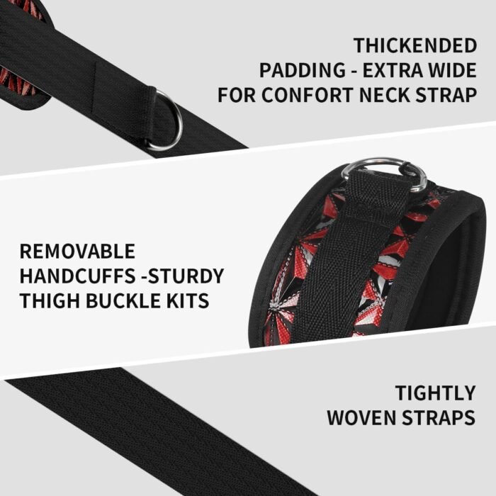 BDSM Sex Bondage Restraints Set with Hands Wrist & Thigh Cuffs,Bed Retraint Sex Toys for Women Sex Swing Adjustable Handcuffs Ankle Cuffs Blindfold Restraint Bondaged Kit Adult Sex Toys for Couples - Image 4