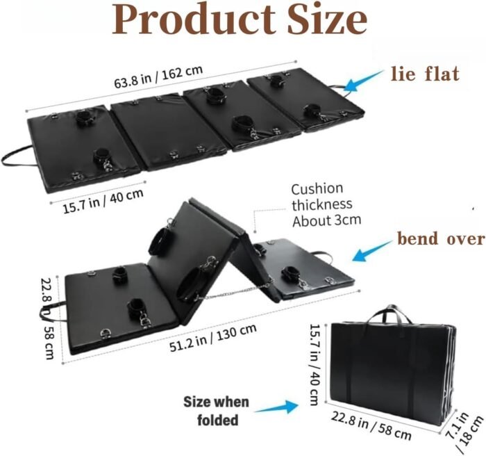 Sex Bondage BDSM Restraints Kit Furniture-PU Leather Fetish Restraints System Portable Collapsible Sex Toys Sex Bed Gear with Wrist and Ankle Handcuffs for Couples Adult - Image 3