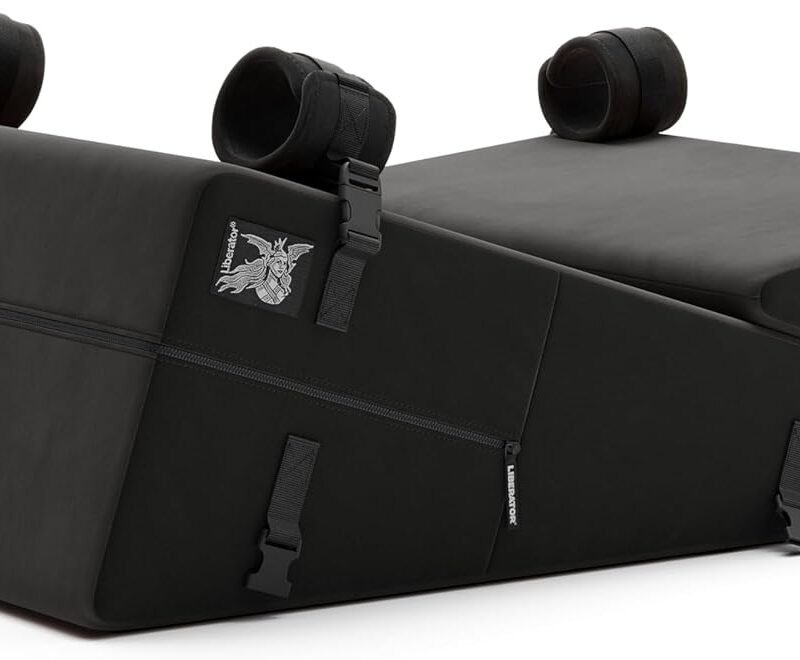 Liberator Black Label Wedge/Ramp Combo with Cuff Kit for BDSM and Bondage Play, Black Microfiber, 24 inch