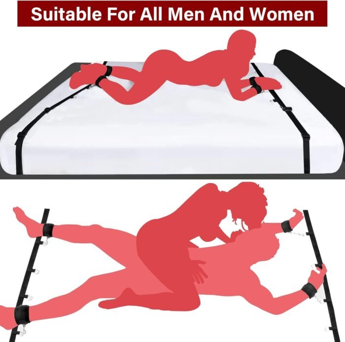 Sex Bondage BDSM Kit, Under King/Queen Bed Restraints Set with Adjustable Hand Cuffs Ankle Cuff, Sex Restraints Straps Adult Sex Toys Bondage Gear & Accessories for Couples Sex Play SM Games - Image 2